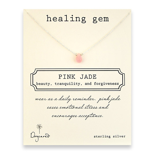 pink jade healing gem reminder, sterling silver