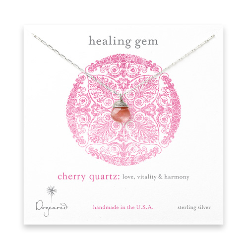 healing gem briolette cherry quartz necklace, sterling silver