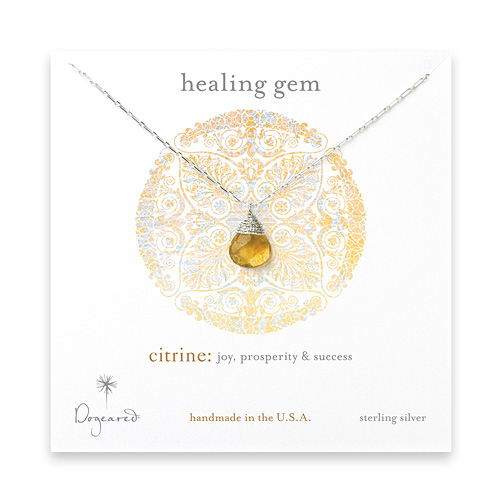 healing gem briolette citrine necklace, sterling silver