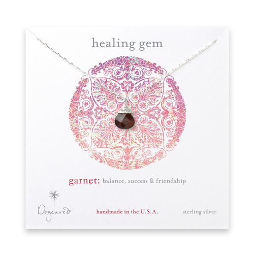 healing gem briolette garnet necklace, sterling silver