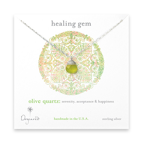 healing gem briolette olive quartz necklace, sterling silver