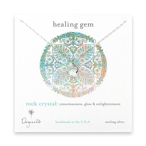 healing gem briolette rock crystal necklace, sterling silver