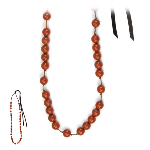 love bead necklace with red jasper beads - 68 inches