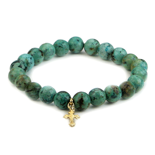 turquoise small goddess bracelet with gothic cross