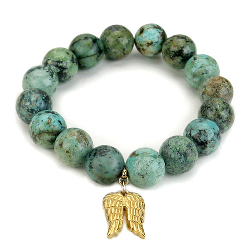 turquoise large goddess bracelet with angel wings