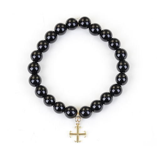 onyx small goddess bracelet with english cross