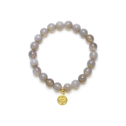 gray onyx small goddess bracelet with om symbol