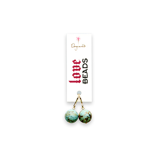 love bead turquoise earrings, gold dipped