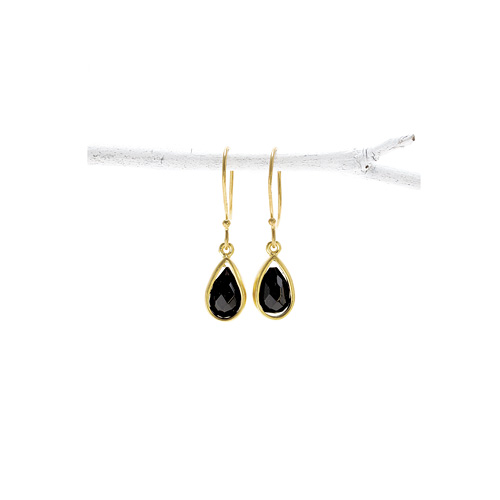 onyx teardrop healing gem gold dipped earrings