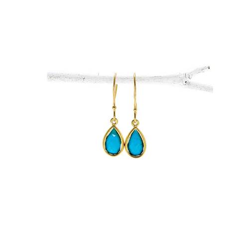 turquoise teardrop healing gem gold dipped earrings