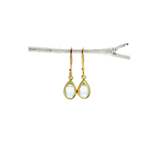 blue quartz teardrop healing gem gold dipped earrings
