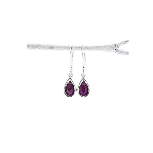 amethyst teardrop healing gem sterling silver earrings