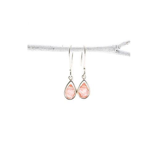 cherry quartz teardrop healing gem sterling silver earrings