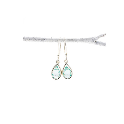 blue quartz teardrop healing gem sterling silver earrings