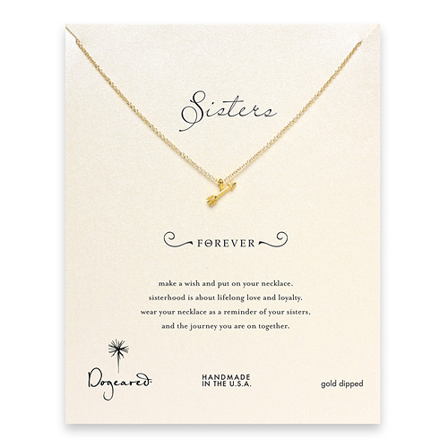 sorority sisters forever reminder necklace with gold dipped arrow