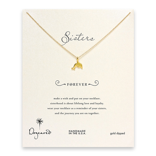 sorority sisters forever reminder necklace with gold dipped dolphin