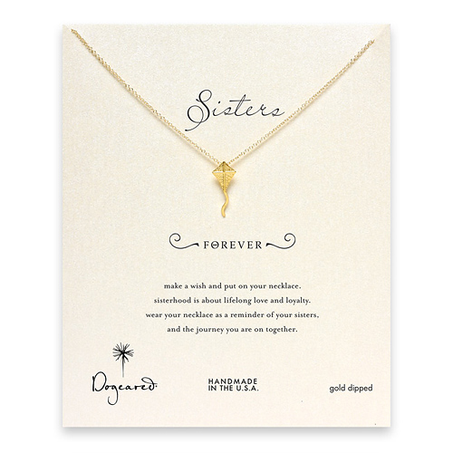 sorority sisters forever reminder necklace with gold dipped kite