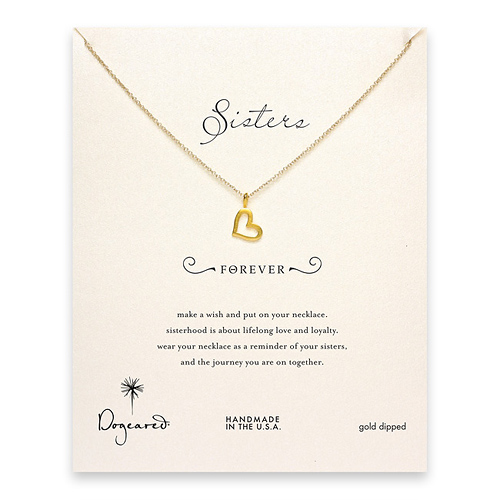 sorority sisters forever reminder necklace with gold dipped loving heart