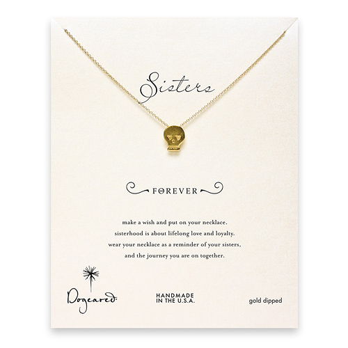 sorority sisters forever reminder necklace with gold dipped skull