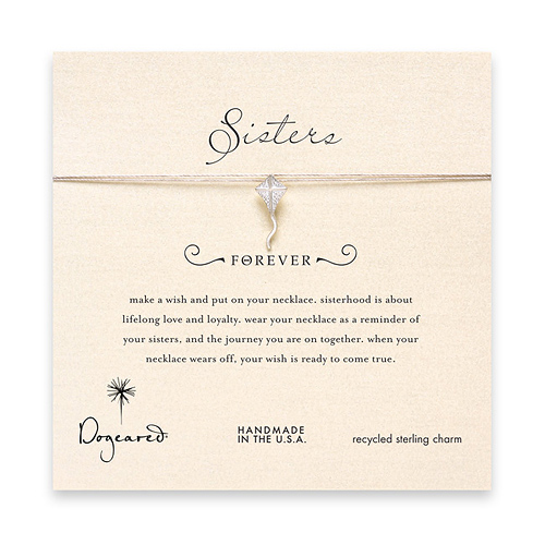 sorority sisters forever make a wish necklace with sterling silver kite on taupe thread