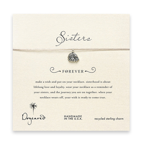 sorority sisters forever make a wish necklace with sterling silver royal lion on taupe thread