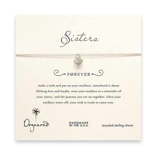 sorority sisters forever make a wish necklace with sterling silver smooth anchor on taupe thread