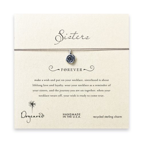 sorority sisters forever make a wish necklace with sterling silver rose on taupe thread