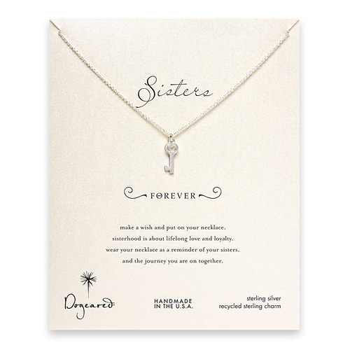 sorority sisters forever reminder necklace with sterling silver heart key
