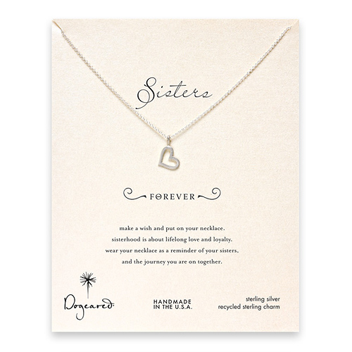 sorority sisters forever reminder necklace with sterling silver loving heart