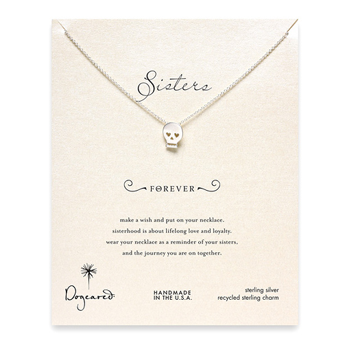 sorority sisters forever reminder necklace with sterling silver skull