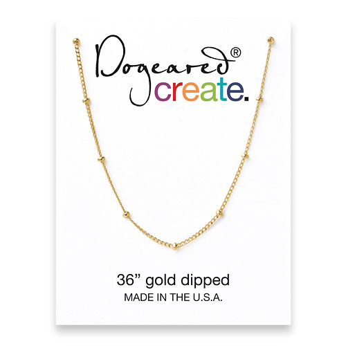 create beaded chain, gold dipped - 36 inches