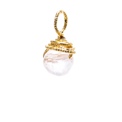 rose quartz round gem, gold dipped