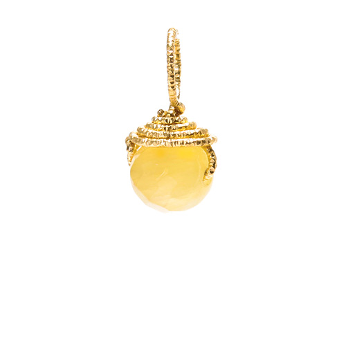 yellow jade round gem, gold dipped
