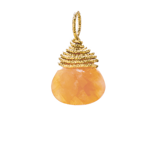 red aventurine briolette gem, gold dipped