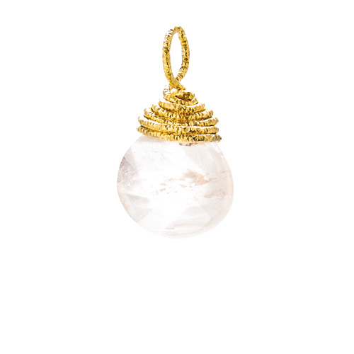 rose quartz briolette gem, gold dipped