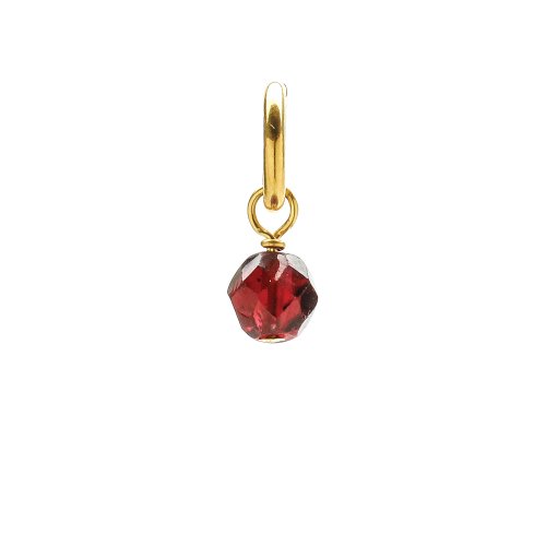 garnet round faceted gem, gold dipped