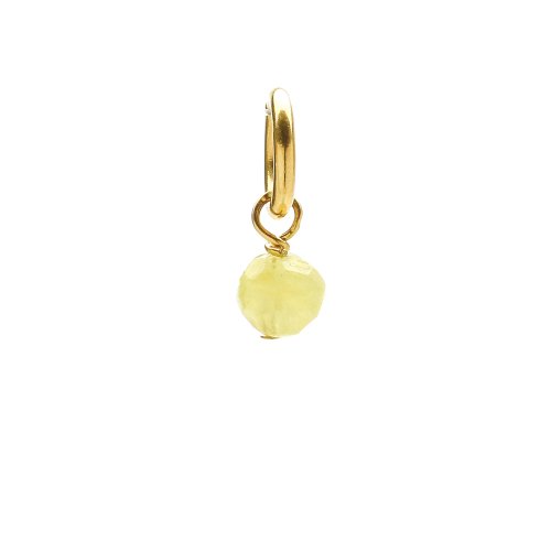 yellow jade round faceted gem, gold dipped