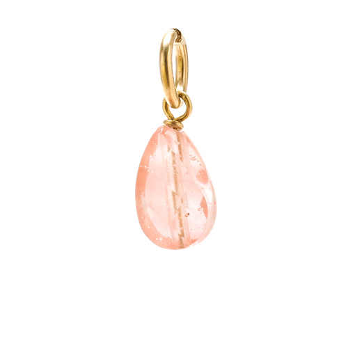 cherry quartz teardrop gem, gold dipped