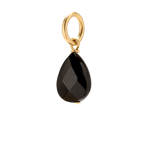 black onyx teardrop gem, gold dipped