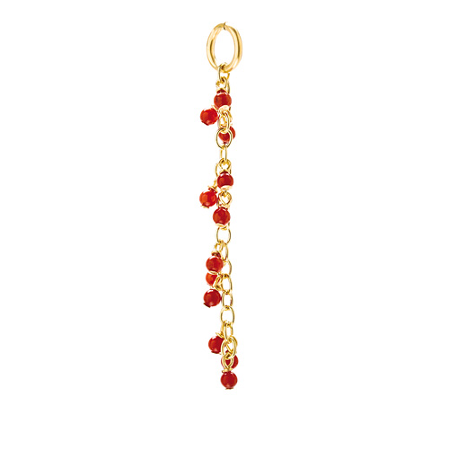 red coral cascading gems, gold dipped