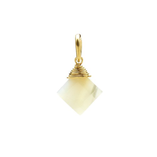 mother of pearl gem faceted diamond cut, gold dipped