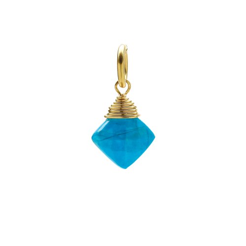 turquoise gem faceted diamond cut, gold dipped