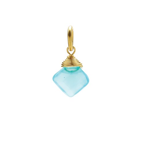 turquoise quartz gem faceted diamond cut, gold dipped