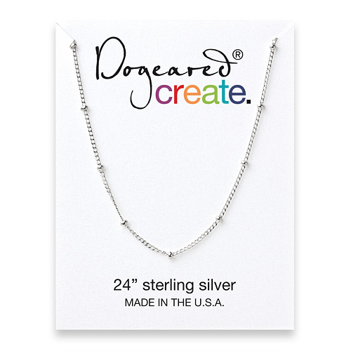 create beaded chain, sterling silver - 24 inches
