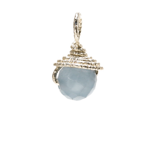 angelite round gem, sterling silver
