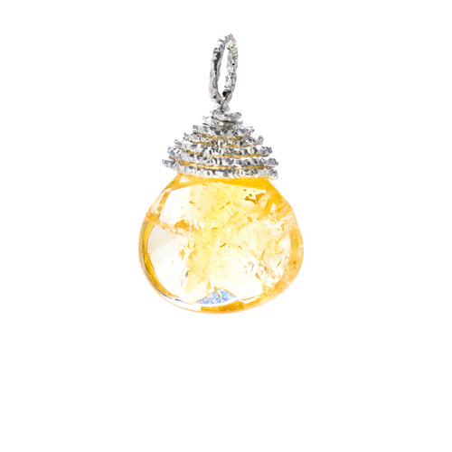 citrine briolette gem, sterling silver