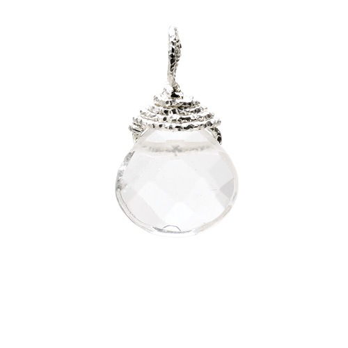 rock crystal briolette gem, sterling silver