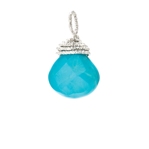 turquoise briolette gem, sterling silver