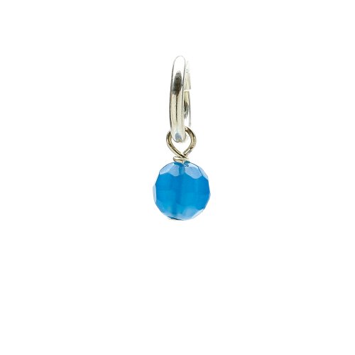blue onyx round faceted gem, sterling silver