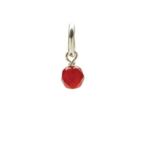 carnelian round faceted gem, sterling silver